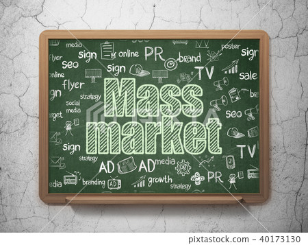 Advertising concept: Mass Market on School board background Advertising concept: Mass Market on School board background 40173130