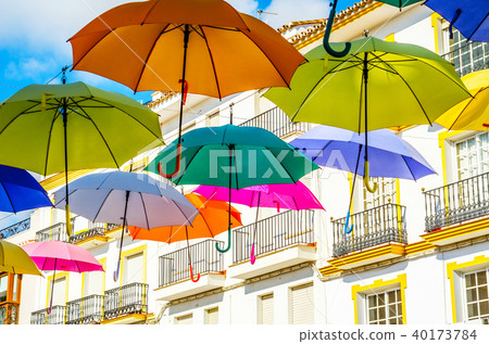 Colourful umbrellas urban street decoration Colourful umbrellas urban street decoration 40173784