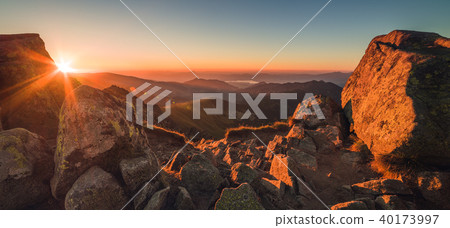Rocky Mountain Peak. Mountain Landscape at Sunset. Rocky Mountain Peak. Mountain Landscape at Sunset. 40173997