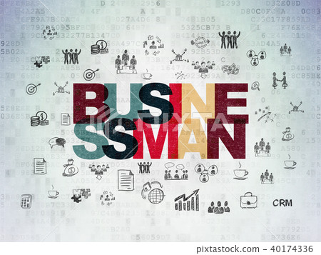 Business concept: Businessman on Digital Data Paper background 40174336