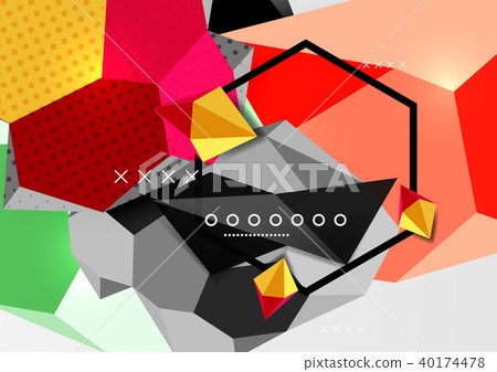 Color 3d geometric composition poster 40174478