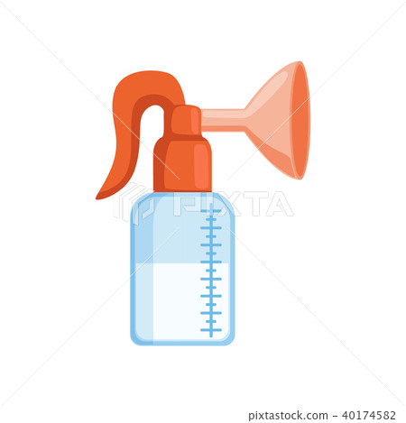 Manual breast pump with breast milk vector Illustration on a white background 40174582