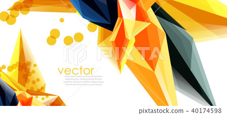 Color glass crystals on white background, geometric abstract composition with glass gemstones and Color glass crystals on white background, geometric abstract composition with glass gemstones and 40174598