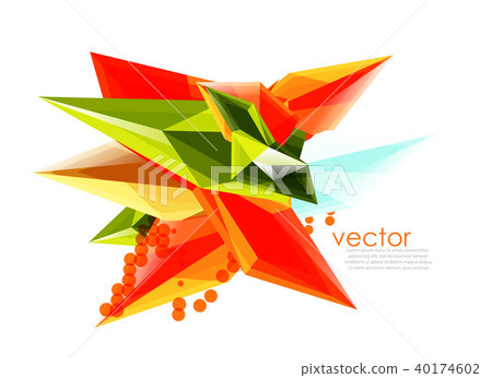 Color glass crystals on white background, geometric abstract composition with glass gemstones and 40174602