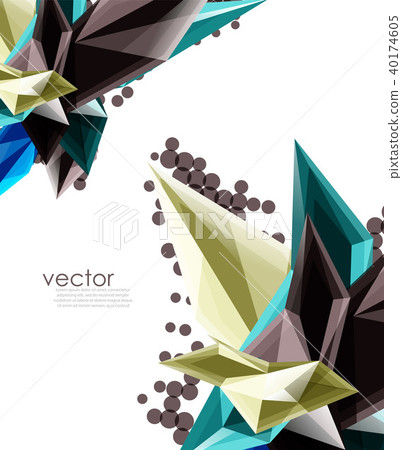Color glass crystals on white background, geometric abstract composition with glass gemstones and Color glass crystals on white background, geometric abstract composition with glass gemstones and 40174605