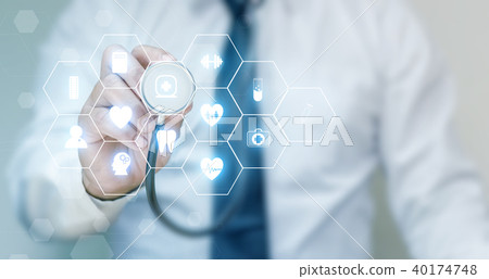 Medicine doctor and stethoscope with medical icon  40174748