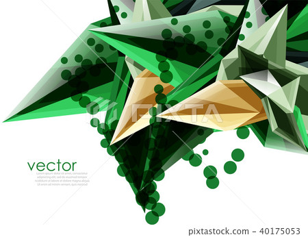 Color glass crystals on white background, geometric abstract composition with glass gemstones and 40175053