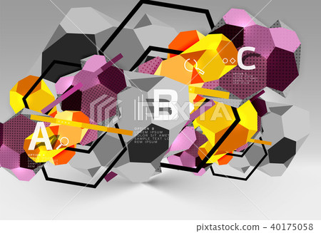 3d hexagon geometric composition, geometric digital abstract background 3d hexagon geometric composition, geometric digital abstract background 40175058