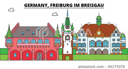 Germany, Freiburg Im Breisgau. City skyline, architecture, buildings, streets, silhouette, landscape 40175070
