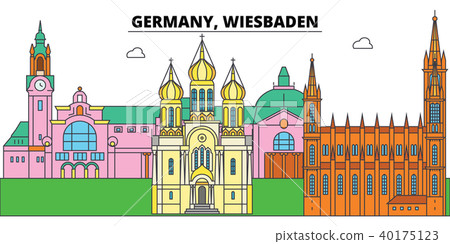 Germany, Wiesbaden. City skyline, architecture, buildings, streets, silhouette, landscape, panorama Germany, Wiesbaden. City skyline, architecture, buildings, streets, silhouette, landscape, panorama 40175123