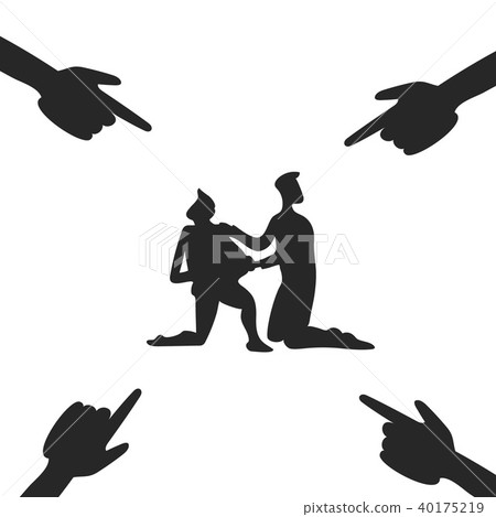Accused men and hands pointing them. Accused... - Stock Illustration ...