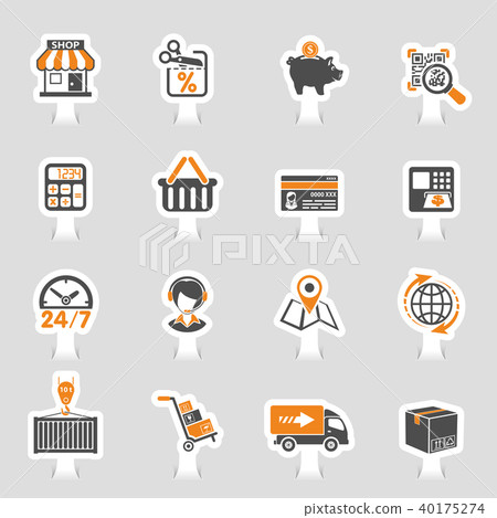 Internet Shopping and Delivery Sticker Icon Set 40175274