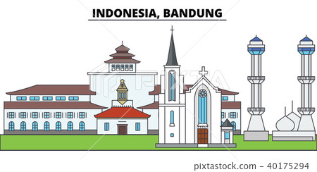 Indonesia, Bandung. City skyline, architecture, buildings, streets, silhouette, landscape, panorama Indonesia, Bandung. City skyline, architecture, buildings, streets, silhouette, landscape, panorama 40175294