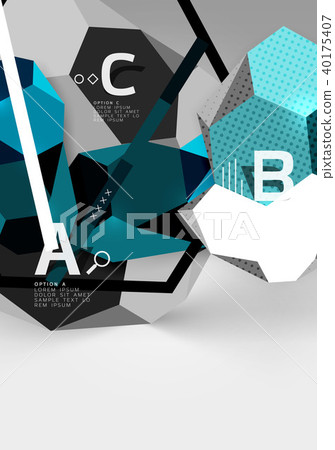 3d hexagon geometric composition, geometric digital abstract background 40175407