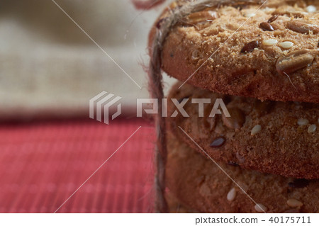 Savory cookies sprinkled with sesame seeds Savory cookies sprinkled with sesame seeds 40175711