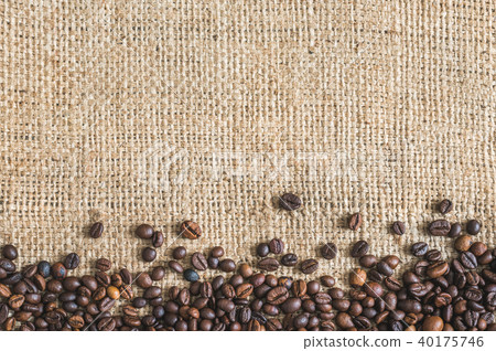 Roasted Coffee Beans Burlap Background Roasted Coffee Beans Burlap Background 40175746