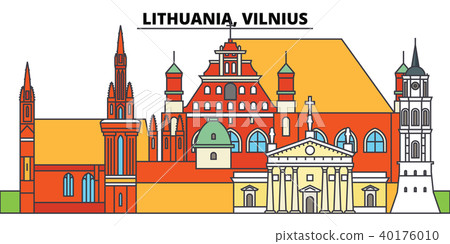 Lithuania, Vilnius. City skyline, architecture, buildings, streets, silhouette, landscape, panorama 40176010