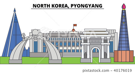 North Korea, Pyongyang. City skyline, architecture, buildings, streets, silhouette, landscape North Korea, Pyongyang. City skyline, architecture, buildings, streets, silhouette, landscape 40176019