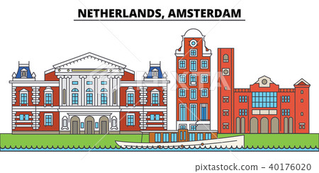 Netherlands, Amsterdam. City skyline, architecture, buildings, streets, silhouette, landscape Netherlands, Amsterdam. City skyline, architecture, buildings, streets, silhouette, landscape 40176020