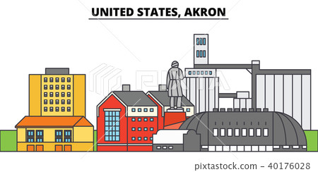 United States, Akron. City skyline, architecture, buildings, streets, silhouette, landscape United States, Akron. City skyline, architecture, buildings, streets, silhouette, landscape 40176028