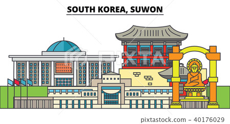 South Korea, Suwon. City skyline, architecture, buildings, streets, silhouette, landscape, panorama South Korea, Suwon. City skyline, architecture, buildings, streets, silhouette, landscape, panorama 40176029