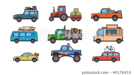 Colorful Cars And Trucks Types Of Cars Stock Illustration 40176918 Pixta