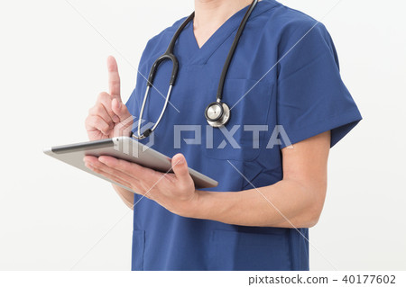 Doctor with tablet Doctor with tablet 40177602