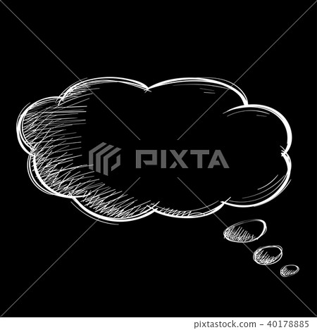 Speech bubble. Chat symbol on black background. Hand drawn sketch 40178885