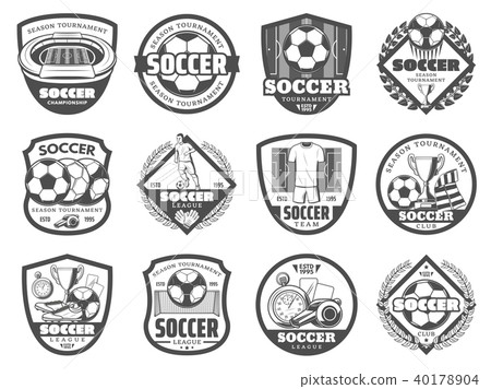 Football or soccer league heraldic shield badge Football or soccer league heraldic shield badge 40178904