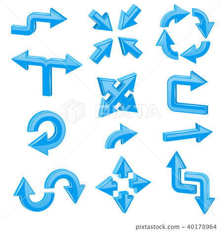 Blue 3d arrows. Set of different shiny web signs Blue 3d arrows. Set of different shiny web signs 40178964