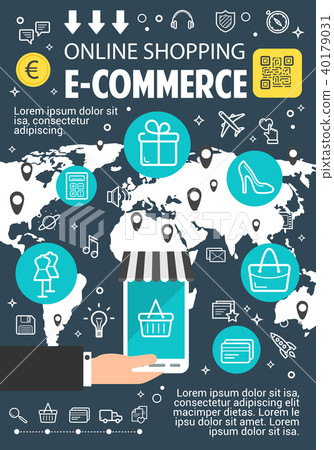 Online Shopping Flat Banner For E Commerce Design Stock