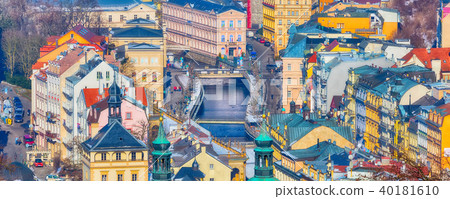 Karlovy Vary aerial panorama view, Czech Republic 40181610