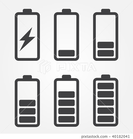 set of battery charging flat icon 40182041