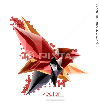 Color glass crystals on white background, geometric abstract composition with glass gemstones and 40182244