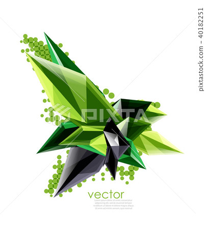 Color glass crystals on white background, geometric abstract composition with glass gemstones and 40182251