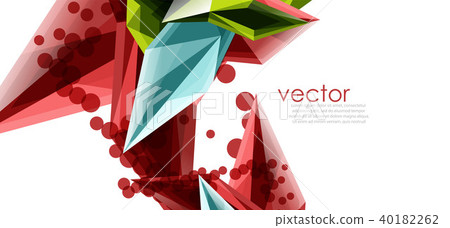 Color glass crystals on white background, geometric abstract composition with glass gemstones and 40182262