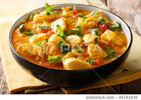 Bobo chicken stew with yuca, onion and pepper 40182836
