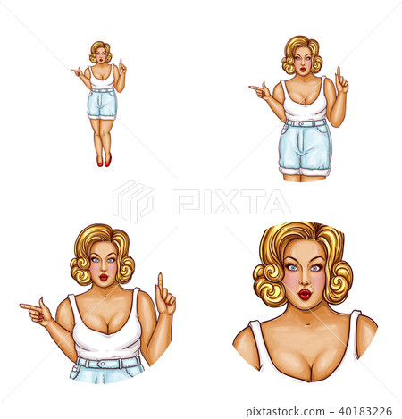 Vector pop art avatar of obese woman 40183226