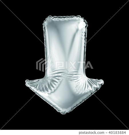 Silver arrow icon made of inflatable balloon isolated on black background. Silver arrow icon made of inflatable balloon isolated on black background. 40183884