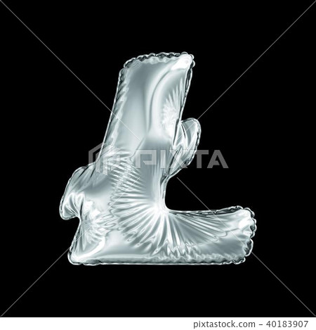 Silver symbol LiteCoin made of inflatable balloon isolated on black background Silver symbol LiteCoin made of inflatable balloon isolated on black background 40183907
