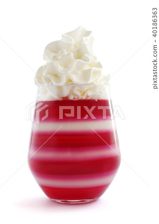 Jello dessert with whipped cream Jello dessert with whipped cream 40186363