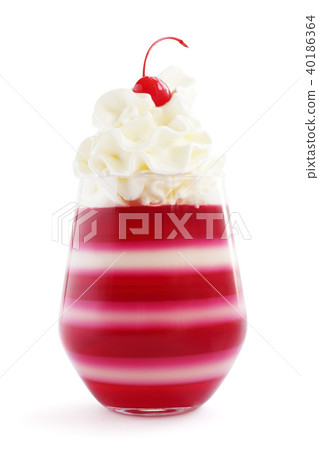 Jello dessert with whipped cream Jello dessert with whipped cream 40186364