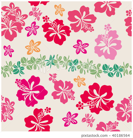 Hibiscus continuous pattern / total pattern (pop color) | Seamless design | Pattern 40186564