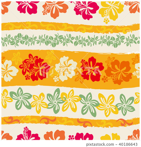 Hibiscus continuous pattern / total pattern (pop color) | Seamless design | Pattern 40186643