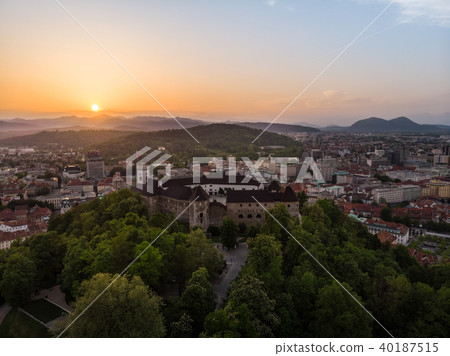 Panorama of the Slovenian capital Ljubljana at sunset. Panorama of the Slovenian capital Ljubljana at sunset. 40187515