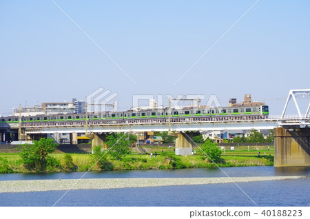 Tama River Bridge and Toei Subway Line seen from Tama River Tama River Bridge and Toei Subway Line seen from Tama River 40188223