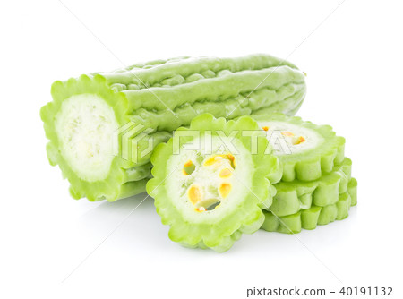 Momordica charantia on white background. Gourd 40191132
