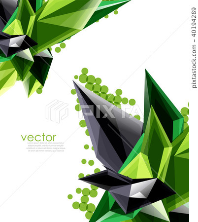 Color glass crystals on white background, geometric abstract composition with glass gemstones and 40194289