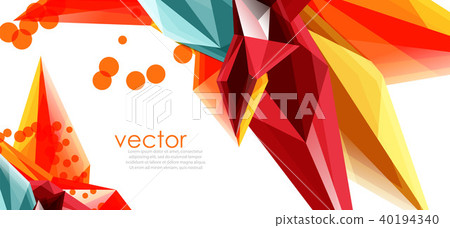 Color glass crystals on white background, geometric abstract composition with glass gemstones and Color glass crystals on white background, geometric abstract composition with glass gemstones and 40194340