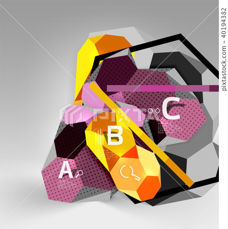 3d hexagon geometric composition, geometric digital abstract background 40194382